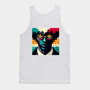 Afro Boy with Sunglasses and Colorful Hair - Retro Style Tank Top